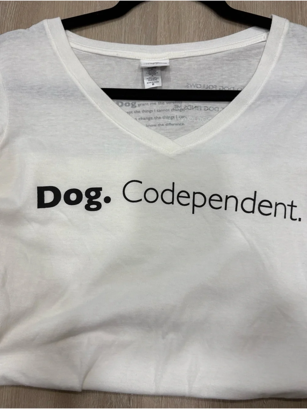 Dog. Codependent. White V-Neck Long-Sleeve Tee